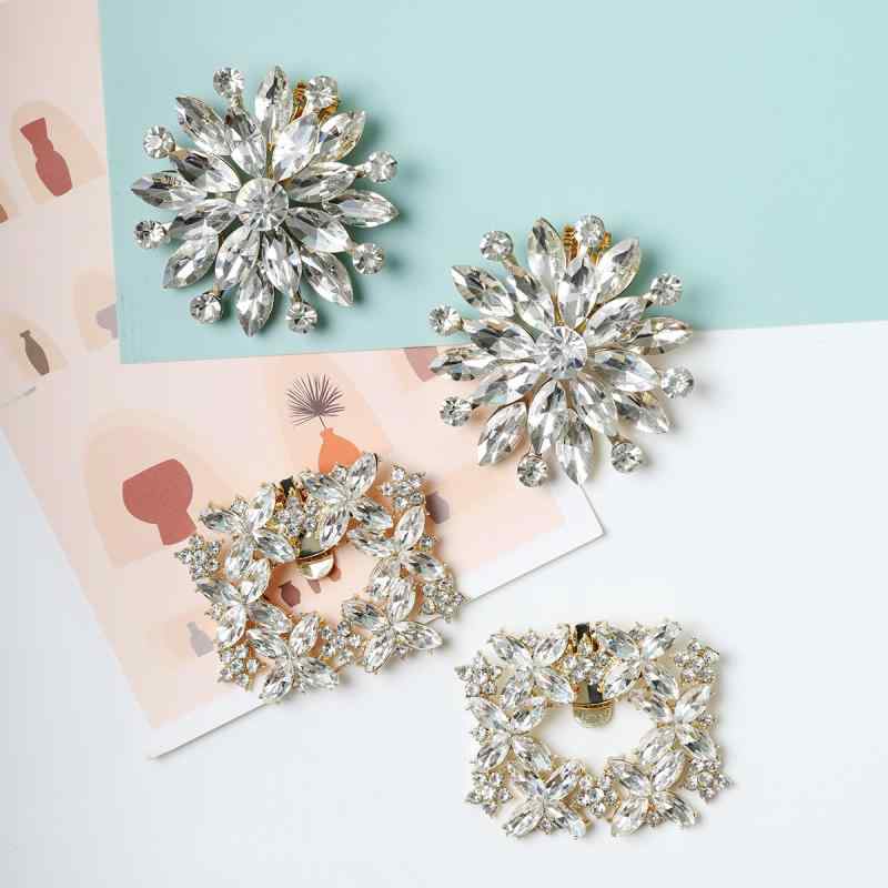 シューズアクセサリー レディース 靴飾り ビジュー ラインストーン ジルコニア シルバー ゴールド 金属製 取り外し可能 キラキラ 高級感 脱着簡単 パンプス スニーカー ブーツ 付け替え お呼ばれ 結婚式 パーティー