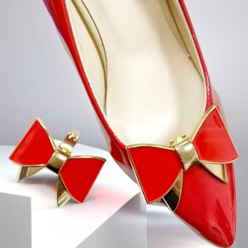 シューズアクセサリー レディース 蝶 ちょう結び 靴飾り シューズ シューパーツ ハイヒール パンプス飾り シューズデコ デコレーション 高級感 エレガント 上品 白 黒 赤 春夏 秋冬 通勤 パーティー 結婚式