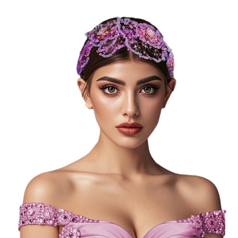 カチューシャ レディース ヘアアクセサリー 花 フラワー クリスタル ラインストーン ビジュー ピンク ..