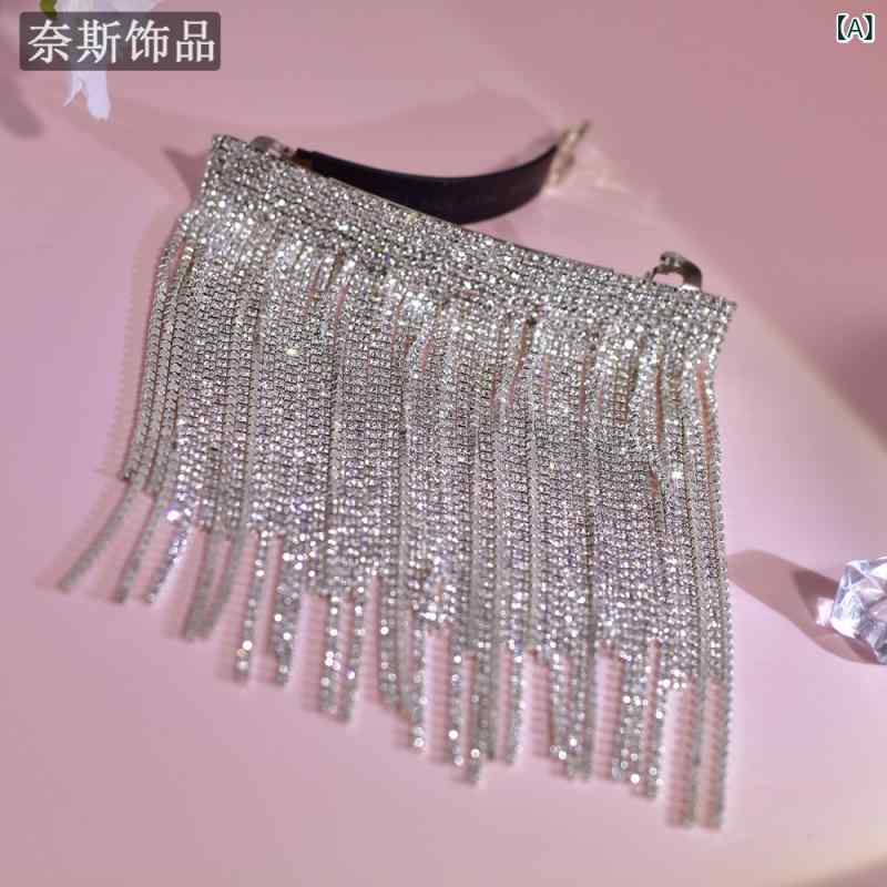 バレッタ レディース ヘアアクセサリー 髪留め ラインストーン ジルコニア タッセル 揺れる 大ぶり 大..