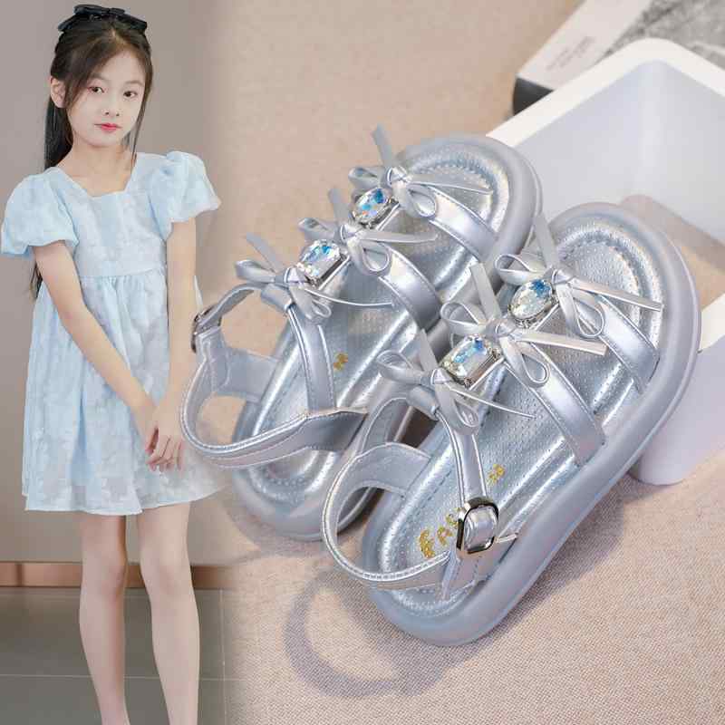 サンダル 女の子 キッズ 子供 春夏 プリンセス風 ビーチ スポーツ 柔らかい 滑り止め ラインストーン ..