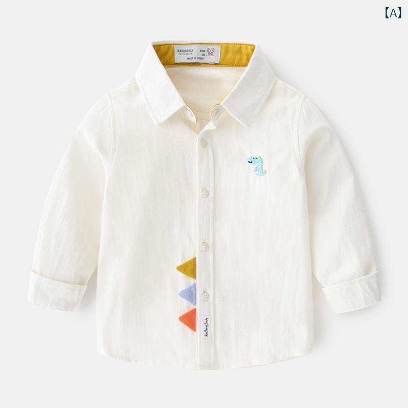 シャツ キッズ 男の子 子供服 ベビー トップス 長袖 春夏 綿 コットン かわいい キャラクター プリント トレンド カジュアル おしゃれ 着回し 普段使い 通園 通学 お出かけ 柔らかい 襟 白 ピンク ライトブルー