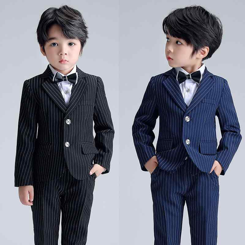 スーツ キッズ 男の子 子供 セットアップ 上下セット フォーマル 発表会 結婚式 七五三 礼服 ジャケット ベスト パンツ シャツ 蝶ネクタイ 韓国 無地 コットン ポリエステル ボタン ブルー ブラック 秋冬