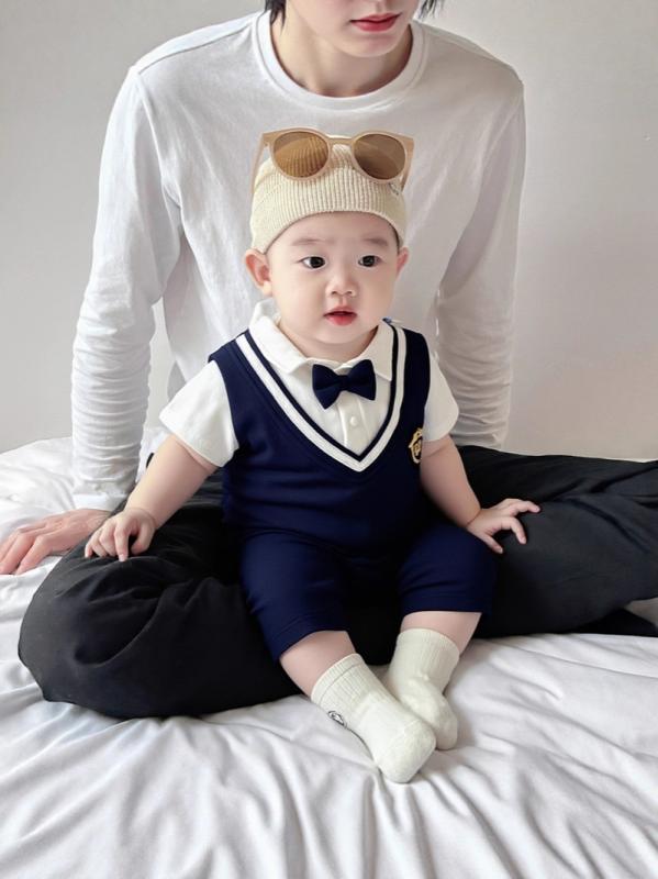 ロンパース ベビー 男の子 女の子 春夏 半袖 前開き おしゃれ お食い初め 百日祝い 結婚式 制服 タキシ..