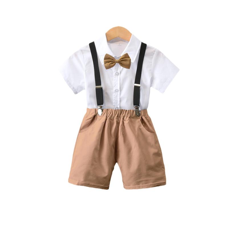 セットアップ 男の子 キッズ ベビー 春夏 半袖シャツ サスペンダーパンツ 半ズボン フォーマル 綿 コッ..