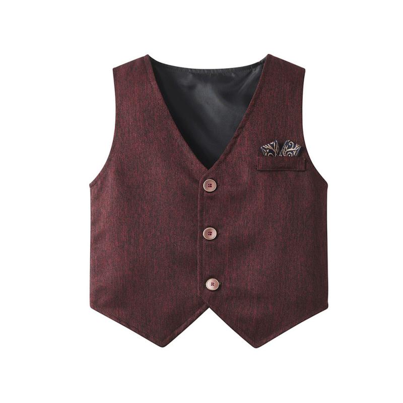 セットアップ 男の子 キッズ ベビー フォーマルスーツ 正装 長袖シャツ ベスト ロングパンツ コットン ..