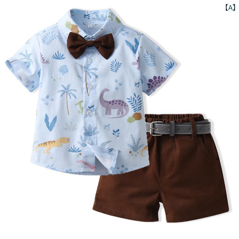 セットアップ 男の子 ベビー キッズ 春夏 半袖シャツ ハーフパンツ 綿 コットン 花柄 アロハ ボタニカ..