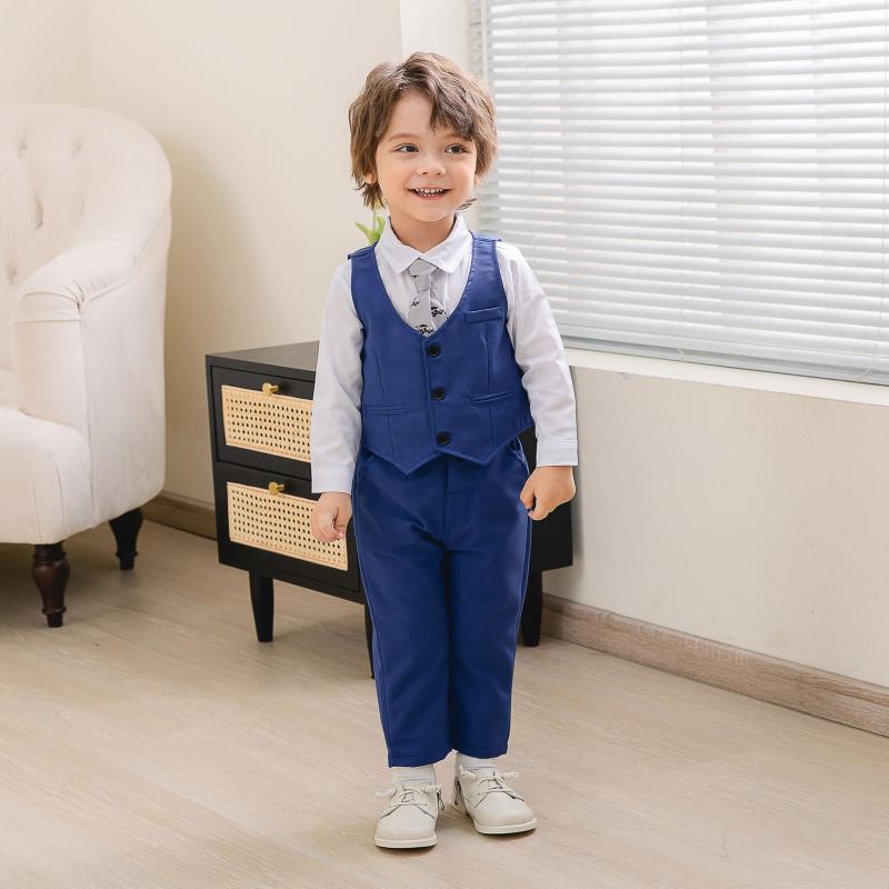 セットアップ 男の子 キッズ スーツ フォーマル 礼服 紳士 英国風 ブリティッシュ シャツ ベスト パン..