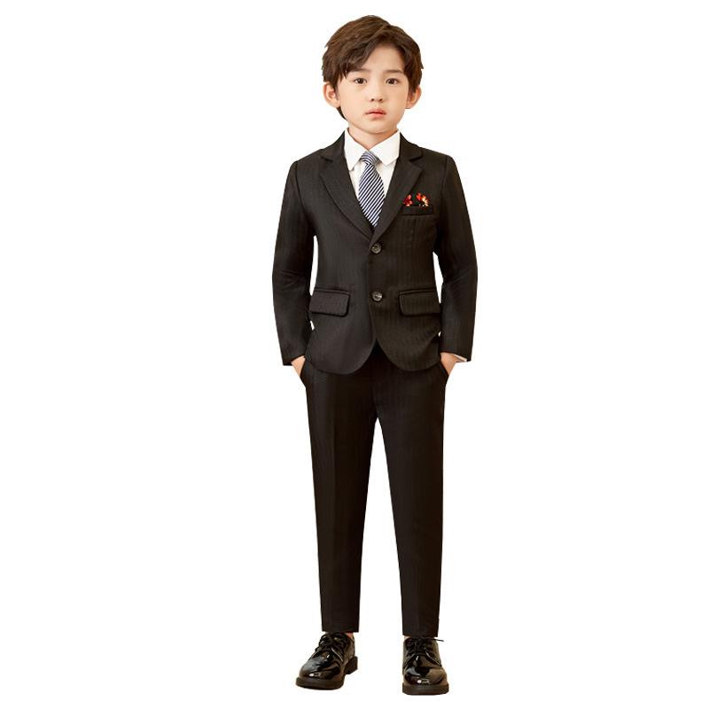Suits, Tuxedos （Boys） - スーツ キッズ 男の子 セットアップ フォーマル 結婚式 発表会 七五三 秋冬 綿 長袖 ジャケット ベスト パンツ 蝶ネクタイ ブラック グレー 高級感 韓国 柔らかい ジュニア 子供服 礼服 小学生 かっこいい コットン