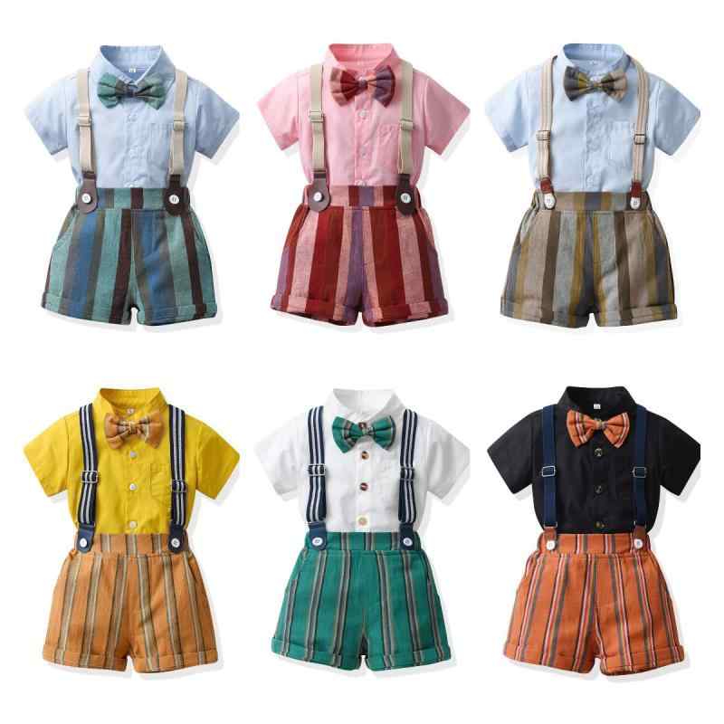 セットアップ 男の子 子供服 韓国子供服 春夏 半袖 シャツ ストライプ柄 パンツ 上下セット 薄手 涼しい 綿 コットン カジュアル かっこいい おしゃれ 普段使い お出かけ 通学用 襟 トップス ズボン ボトムス ボーダー柄 爽やか