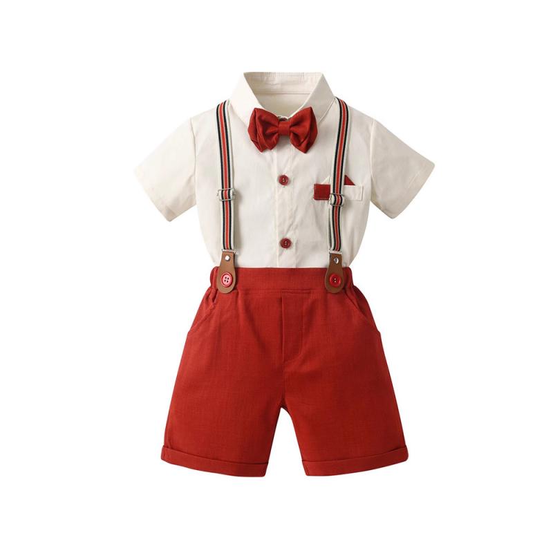 セットアップ 男の子 ベビー キッズ 子供 紳士服 フォーマル 正装 欧米風 半袖 シャツ ハーフパンツ 半..