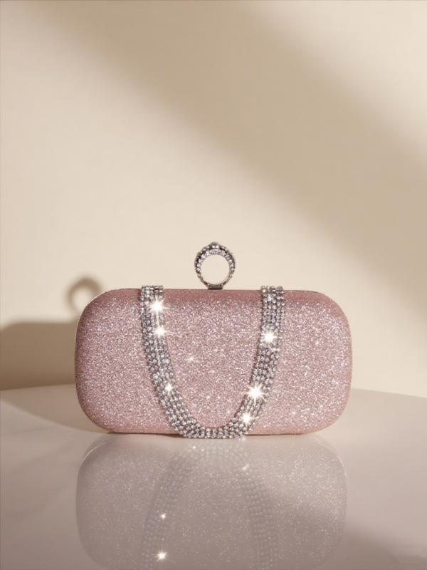 パーティーバッグ レディース クラッチ 鞄 手持ち 結婚式 披露宴 二次会 フォーマル ドレス用 華やか キラキラ ラインストーン ビジュー 楕円形 ハード シャンパン ゴールド ポリエステル 上品 高級感 欧米風 レトロ クラシカル エレガント