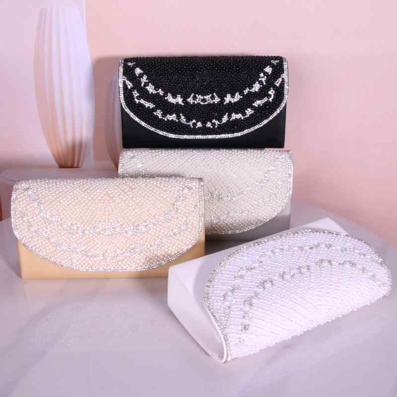 クラッチバッグ レディース パーティーバッグ 鞄 ハンドバッグ カバン ショルダーバッグ 2way チェーン 結婚式 披露宴 二次会 チャイナドレス 合成皮革 PU パール ラインストーン ビジュー 高級感 華やか 肩掛け 斜め掛け 手持ち 白 スクエア