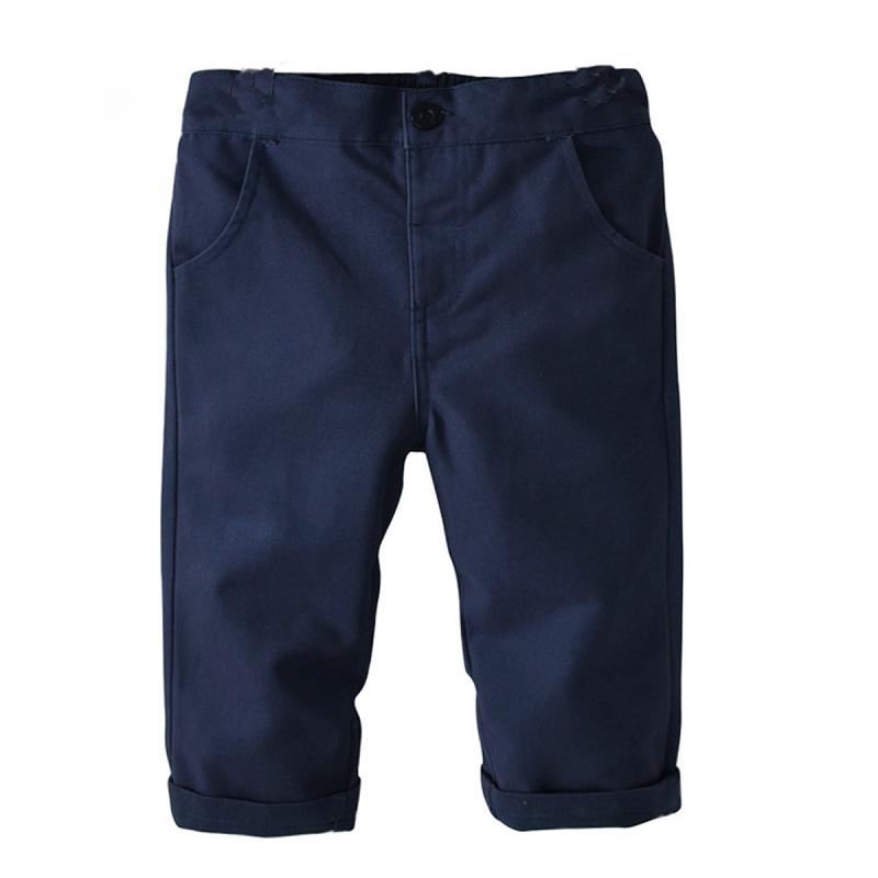 ロングパンツ 男の子 キッズ ボトムス 春夏 長ズボン コットン 綿 無地 シンプル 柔らかい 通気性 通学 普段使い アウトドア ネイビー 紺 欧米風 カジュアル ボタン ファスナー ベーシック