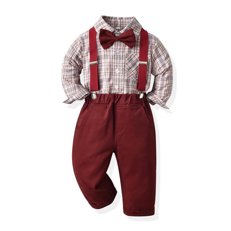 セットアップ 男の子 子供服 ベビー 春秋 チェック柄 長袖 シャツ ロングパンツ ズボン トップス 韓国 おしゃれ かっこいい カジュアル 綿 コットン 前開き フード 上下セット レッド ブラウン チョコ 通園 通学 普段使い