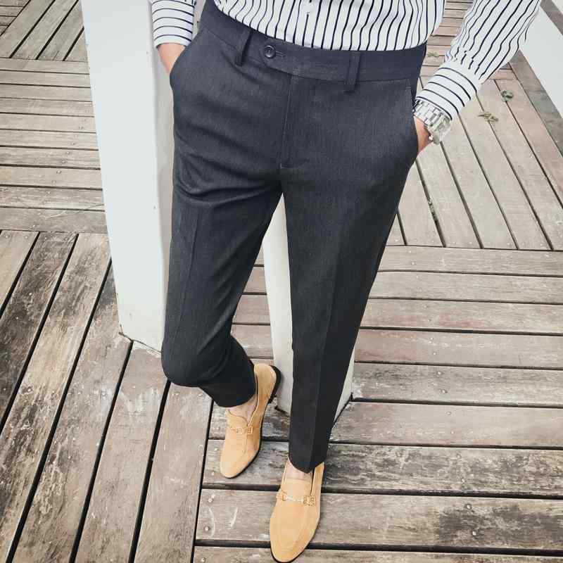 Trousers, Bottoms - スラックス メンズ 男性用 ボトムス テーパードパンツ スリム 細身 ストレッチ 伸縮性 ノーアイロン 形態安定 シワになりにくい ビジネス カジュアル 通勤 韓国ファッション きれいめ 無地 ブラック ライトグレー
