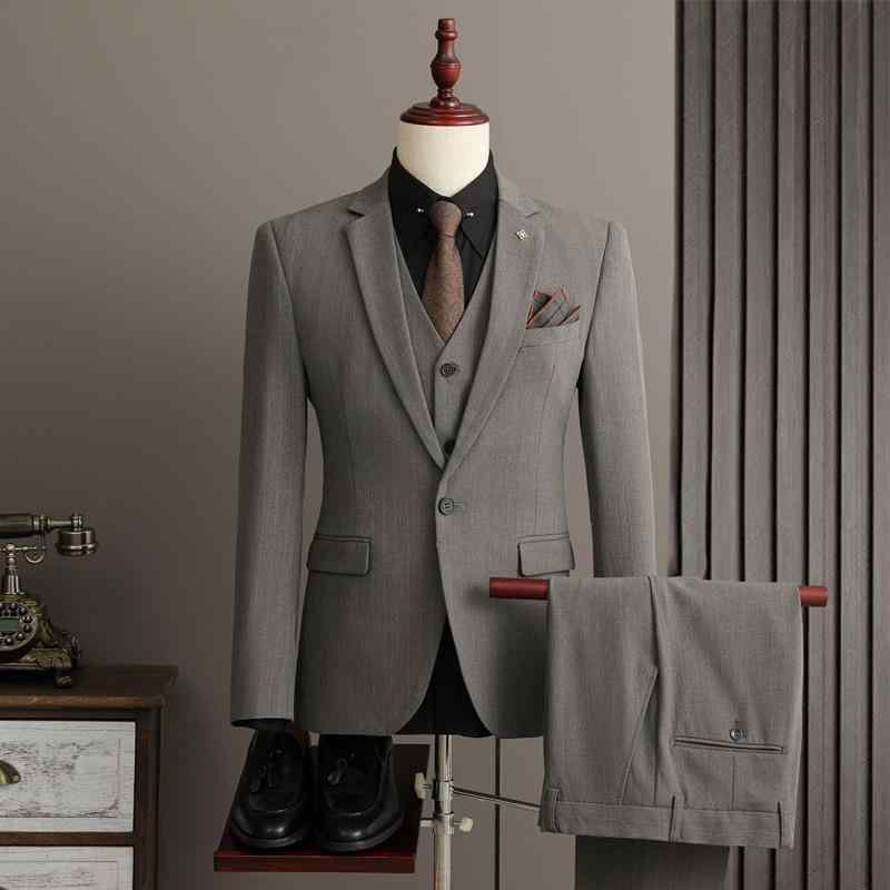 スーツ メンズ 男性用 セットアップ ストライプ スリム ビジネス 礼服 テーラードジャケット ベスト スラックス 3点セット シングル ボタン 春夏 高級感 大きいサイズ ブルー ブラック グレー 30代 通勤 結婚式