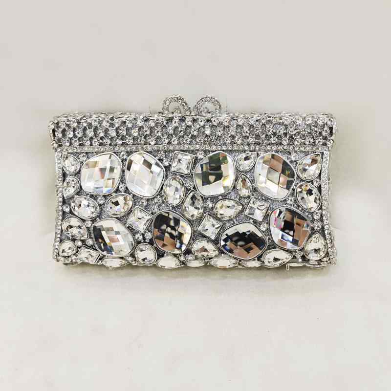 パーティーバッグ レディース クラッチ 2WAY ショルダー 結婚式 お呼ばれ 披露宴 キラキラ ラインストーン ビジュー クリスタル 大粒 透かし チェーン 合成皮革 高級感 華やか 春夏 シルバー ゴールド ブルー