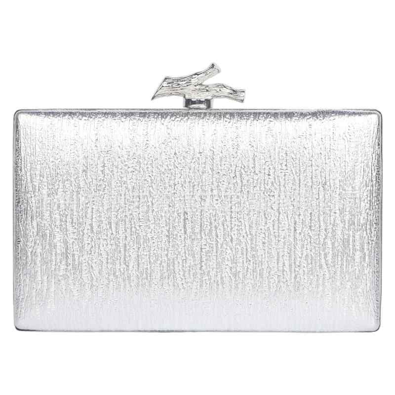 パーティーバッグ レディース カバン 手提げ クラッチ ショルダー 斜め掛け 高級感 上品 華やか フォーマル シンプル 結婚式 披露宴 二次会 横型 スクエア ボックス フェイクレザー 合成皮革 シルバー ブラック ゴールド