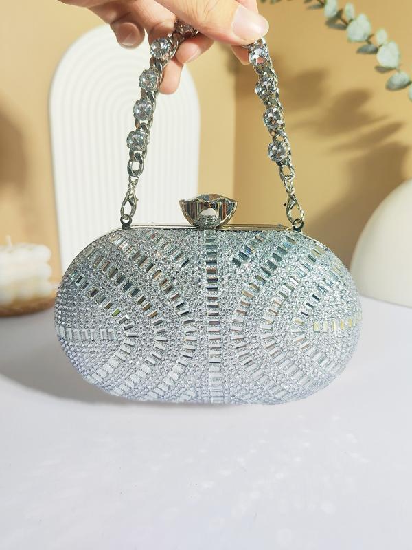 パーティーバッグ レディース クラッチバッグ イブニングバッグ 鞄 ハンドバッグ ミニバッグ ビジュー ラインストーン キラキラ 華やか 高級感 合成皮革 フェイクレザー オーバル型 楕円形 コンパクト 結婚式 二次会 披露宴 ブラック ゴールド シルバ