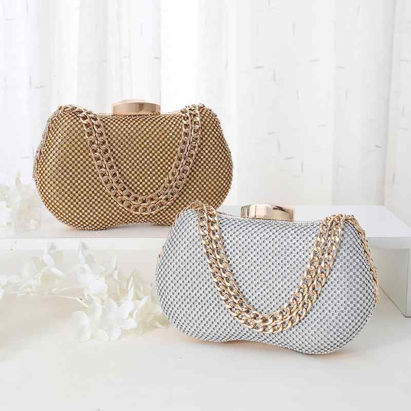 パーティーバッグ レディース 高級感 ジルコニア ラインストーン 合成皮革 PUレザー ゴールド シルバー マグネット チェーン ショルダー 斜めがけ クラッチ 鞄 手提げ キラキラ 華やか スクエア型 結婚式 披露宴 二次会