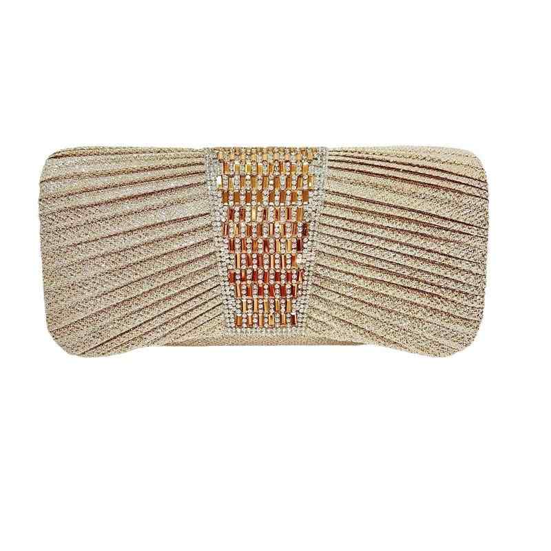 パーティバッグ レディース クラッチ 鞄 カバン 手提げ ショルダー 斜めがけ ラインストーン ビジュー キラキラ マグネット 高級感 結婚式 二次会 お呼ばれ シャンパン ゴールド シルバー 華やか 小さめ ポリエステル