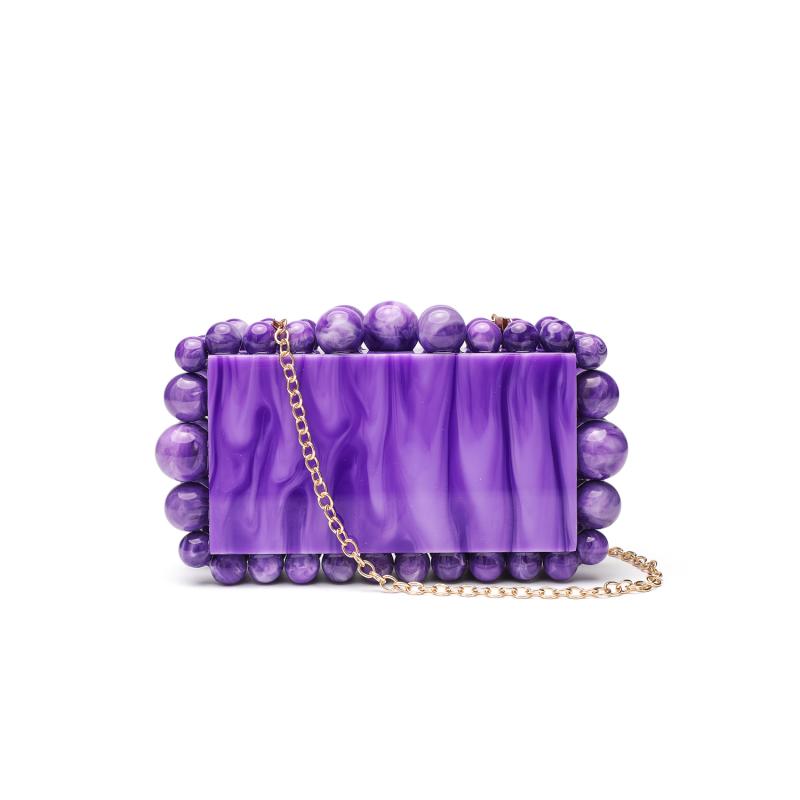 バッグ レディース クラッチ パーティー 鞄 高級感 ミニサイズ ショルダー アクリル チェーン 斜めがけ 結婚式 披露宴 普段使い レトロ 上品 エレガント フォーマル 白 紫 緑 コンパクト 小さめ 横型 スクエア