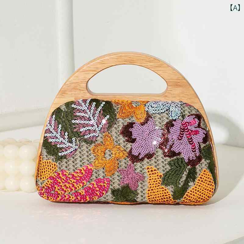 ハンドバッグ レディース ショルダー 斜め掛け パーティー 鞄 木 カゴ ストロー 草編み メッシュ 刺繍 切り替え スクエア ミニ 春夏 ナチュラル チェーン 結婚式 二次会 オレンジ パープル グリーン 高級感 2