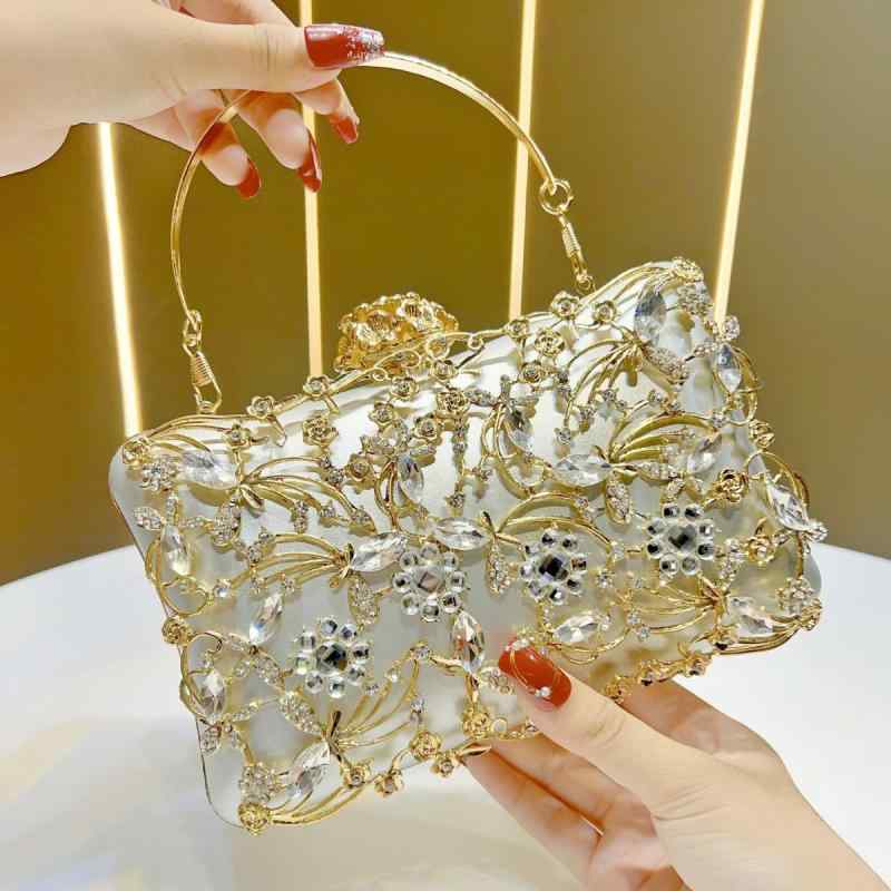 パーティーバッグ レディース クラッチ ショルダー 手提げ 斜めがけ 結婚式 披露宴 二次会 高級感 上品 キラキラ ラインストーン ジルコニア フェイクレザー スクエア シルバー ゴールド 春夏 大容量 チェーン