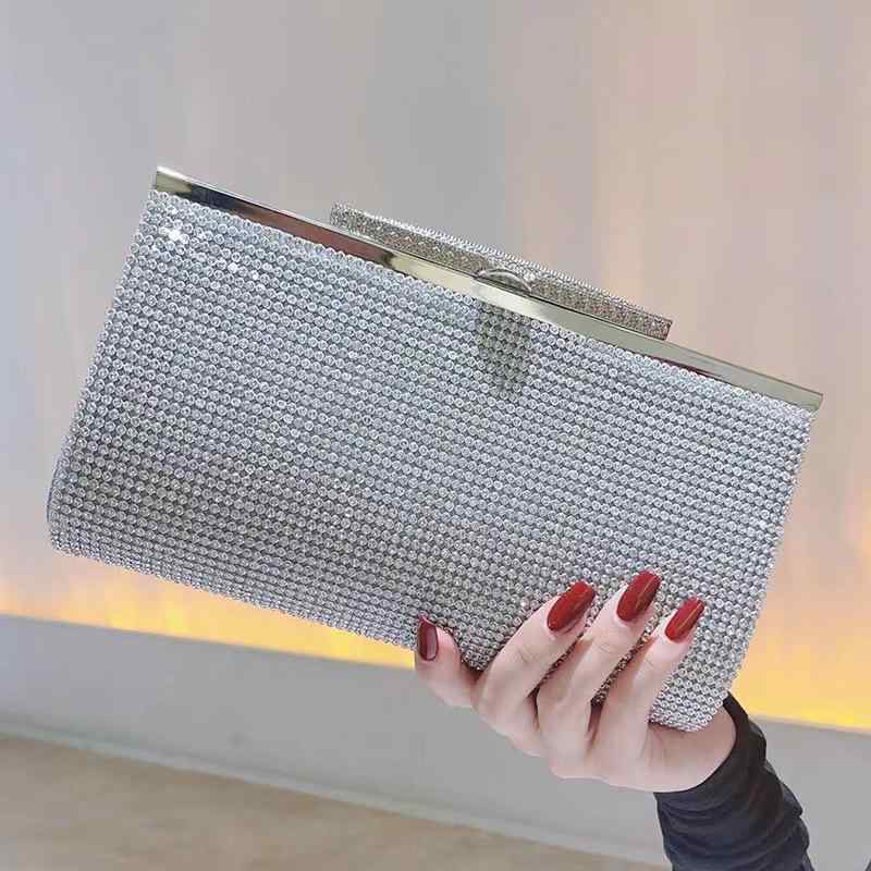 パーティーバッグ レディース クラッチ カバン ジルコニア ビジュー ラインストーン キラキラ フォーマル 結婚式 二次会 披露宴 ドレス用 高級感 エレガント ゴールド シルバー ブラック スクエア ミニポーチ 横型 がま口