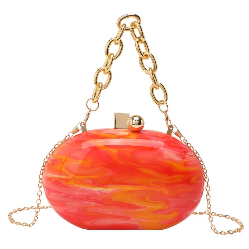 パーティーバッグ レディース 鞄 クラッチ ハンド ショルダー 斜めがけ オーバル 楕円形 アクリル チェーン 結婚式 二次会 披露宴 欧米風 レトロ フォーマル ハード ホワイト シルバー ゴールド 上品 きれいめ コンパクト 小さめ ミニ スマホ収納