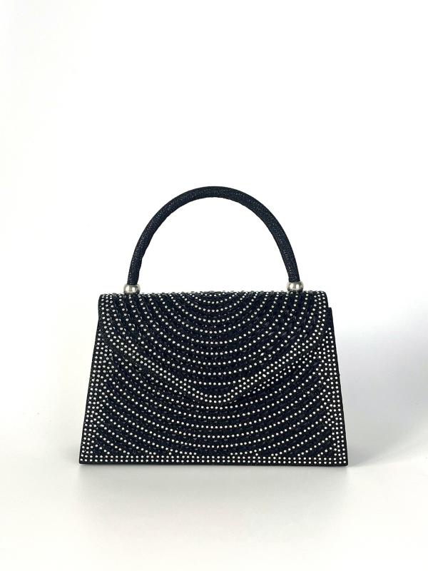 ハンドバッグ レディース クラッチ 鞄 結婚式 パーティー 二次会 高級感 ラインストーン ビジュー キラキラ ラメ 大容量 チェーン 封筒型 スクエア ショルダー 肩掛け エレガント 黒 シルバー ポリエステル グリッター