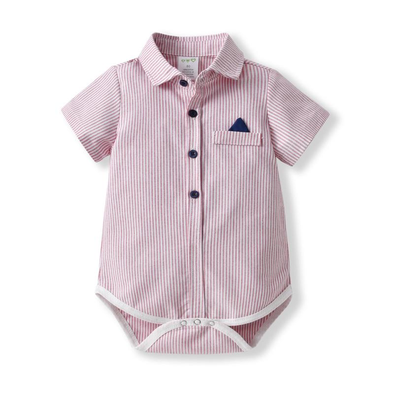 ロンパース ベビー 男の子 カバーオール 半袖 蝶ネクタイ フォーマル 紳士服風 ストライプ柄 コットン ..