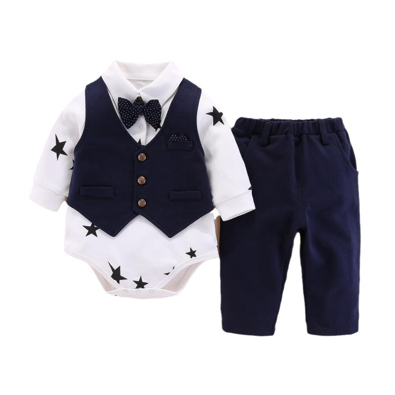 ロンパース ベビー 男の子 セットアップ フォーマル スーツ タキシード 英国風 長袖 秋冬 コットン 綿 ..