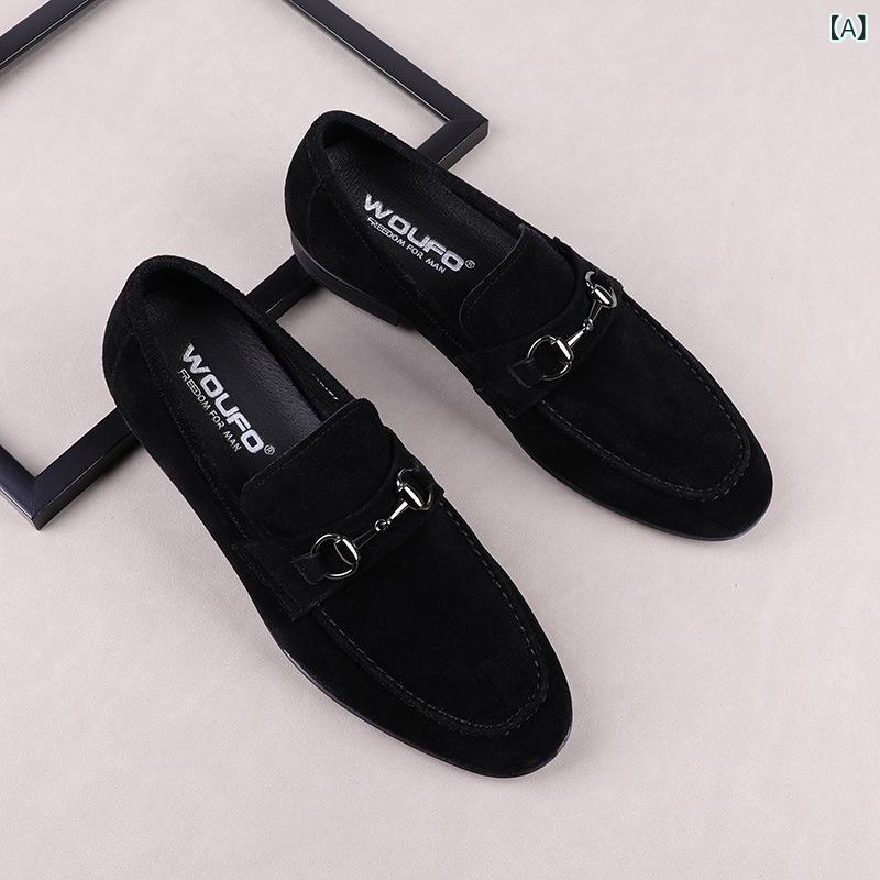・対象年齢: 18-40歳・アッパー素材: 牛革（ヌバック）・対象: メンズ・装飾: メタル・スタイル: ブリティッシュスタイル・カラー展開: ブラック、ブラウン・サイズ展開: 37、38、39、40、41、42、43、44