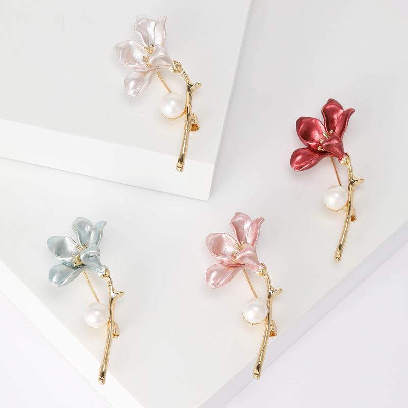 乐天商城 - ブローチ レディース アサガオ 花 フラワー 植物モチーフ 彩り 塗装 エナメル風 ピンバッジ 襟元 飾り 上品 かわいい おしゃれ アクセサリー コサージュ 華やか ピンク ブルー ホワイト 春夏 フォーマル 通勤 普段使い ジャケット コート
