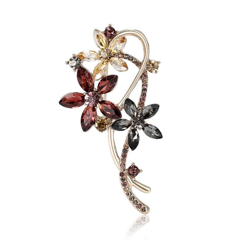 Other - ブローチ レディース コサージュ ピン アクセサリー 花束 フラワー ラインストーン 合金 キラキラ 輝き 華やか 高級感 エレガント 上品 大人かわいい フォーマル 結婚式 入学式 卒業式 パープル ブルー グリーン