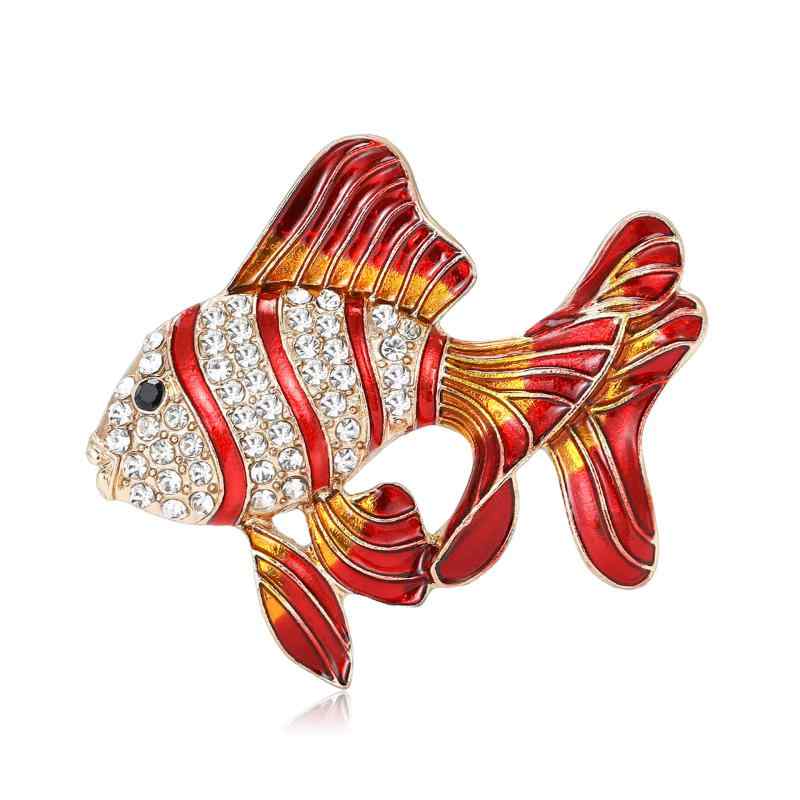 ブローチ レディース メンズ 金魚 熱帯魚 アニマル 高級感 欧米風 春夏 エナメル ペンダント トップ アクセサリー ラインストーン ジルコニア 合金 小物 かわいい 和風 モダン ブルー レッド グリーン 通勤 普段使い お出かけ 華やか 上品