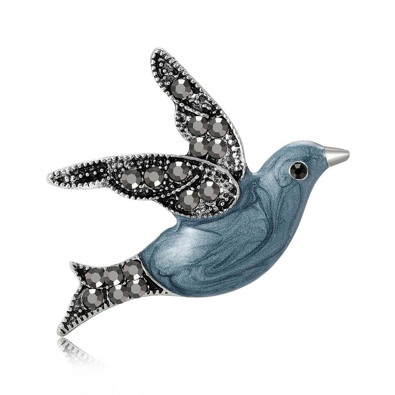 ブローチ メンズ レディース ピンバッジ コサージュ 平和の鳩 鳥 動物 合金 エナメル 七宝焼風 かわい..