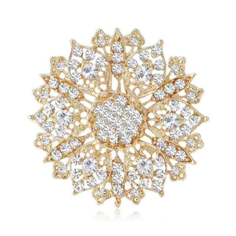 ブローチ レディース 胸飾り コサージュ ピンバッジ 透かし彫り ジルコニア クリスタル 花 モチーフ 春..