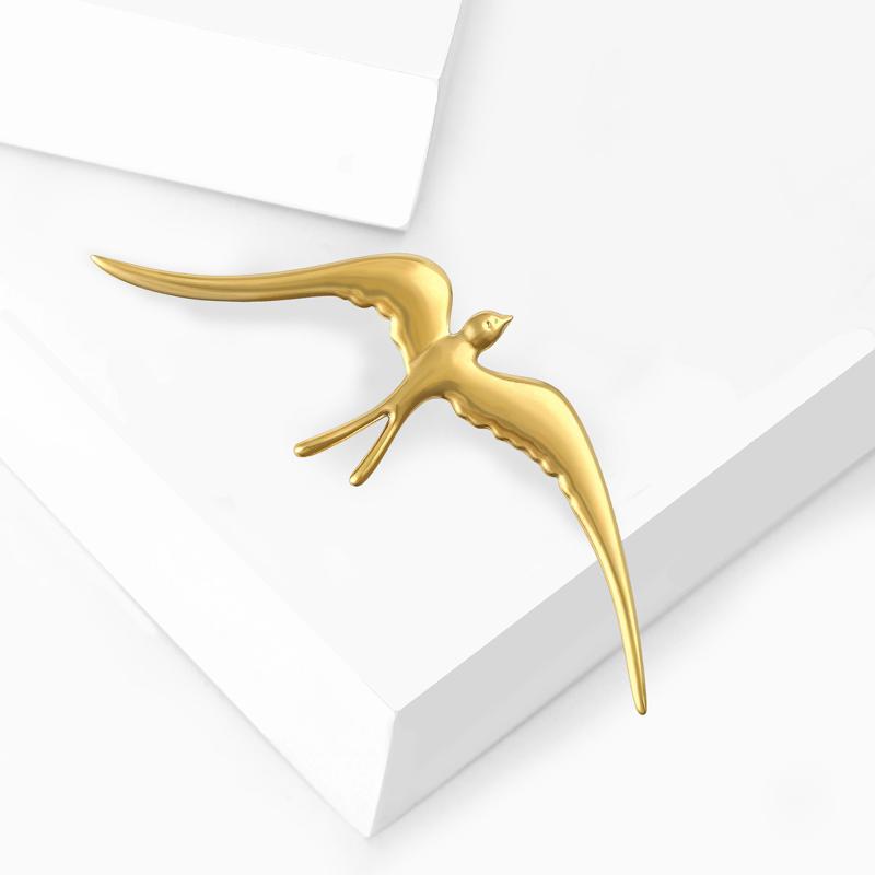 ブローチ レディース ツバメ ステンレス ピンバッジ アクセサリー コサージュ 電気メッキ加工 欧米風 ..