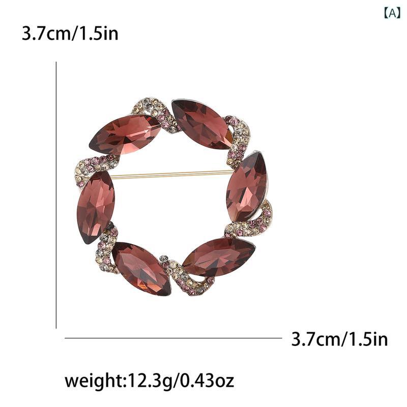ブローチ レディース アクセサリー コサージュ リース型 花モチーフ ジルコニア ラ...