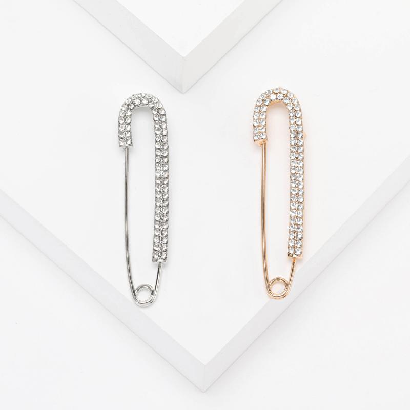 ブローチ メンズ レディース ピン ラインストーン ジルコニア 大ぶり ゴールド シルバー 合金 キラキラ..