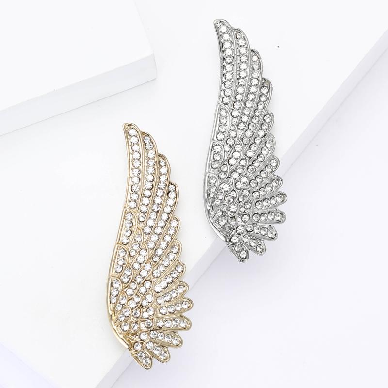 ブローチ レディース 天使の羽 コサージュ ピンバッジ アクセサリー 合金 ラインストーン ジルコニア ..