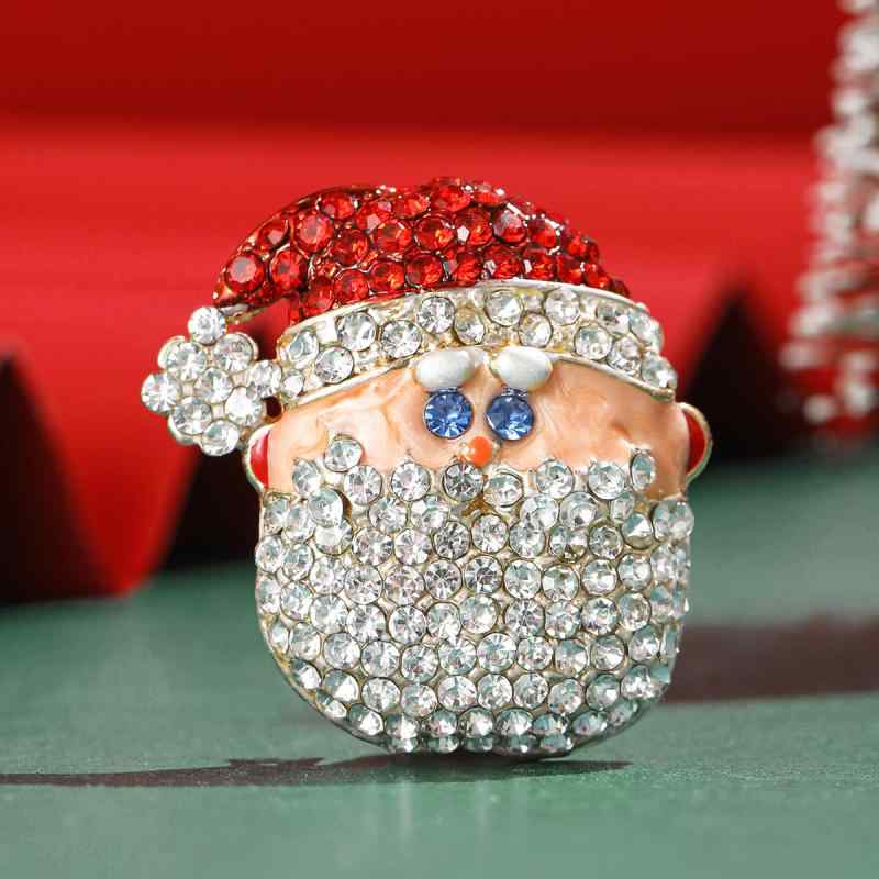 ブローチ レディース サンタクロース クリスマス アクセサリー 襟ピン ラペルピン 合金 エナメル ジルコニア ラインストーン かわいい キラキラ 装飾 ホワイト パーティー イベント 普段使い ファッション 雑貨 小物 華やか 胸飾り