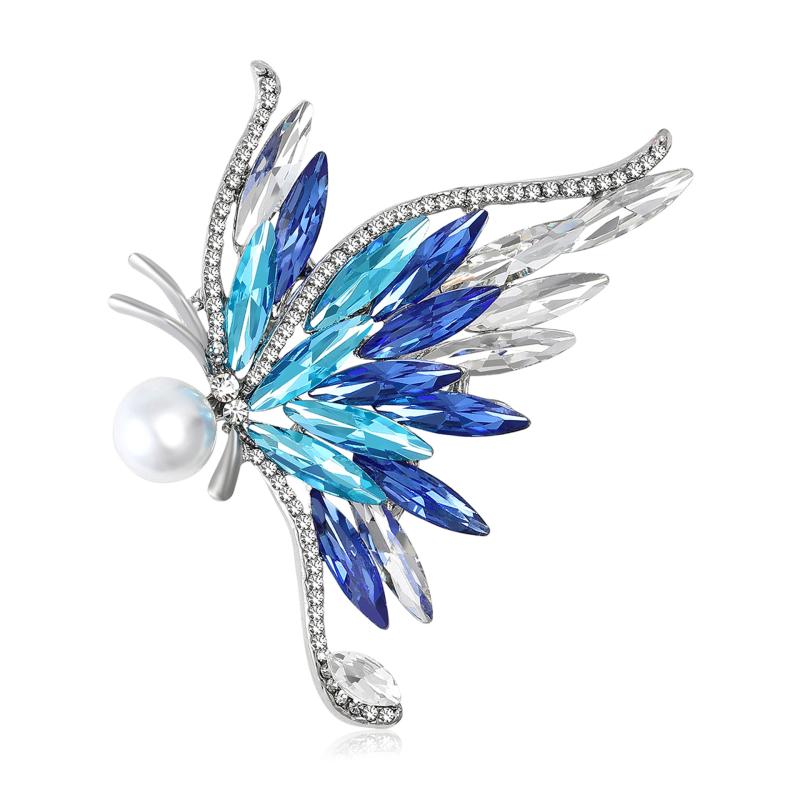 ブローチ レディース バタフライ 蝶々 高級感 合金 クリスタル ラインストーン キラキラ 華やか エレガ..