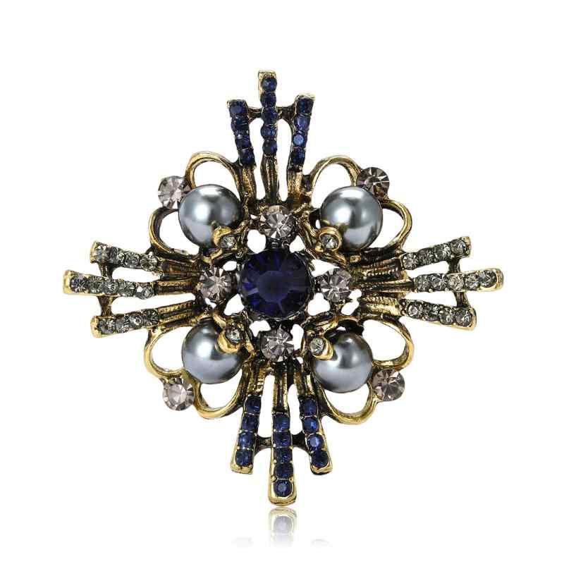 ブローチ メンズ レディース パール 十字架 クロス バロックスタイル アンティーク調 レトロ 欧米 宮廷..