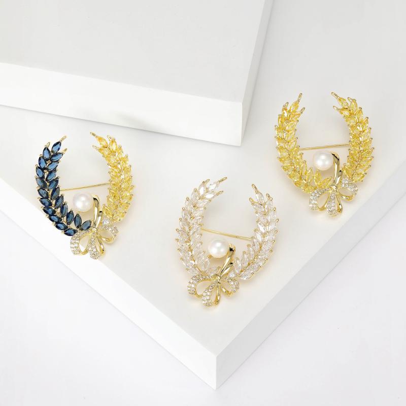 ブローチ レディース 麦の穂 リース フラワー モチーフ アンティーク調 レトロ クラシック 上品 エレガ..