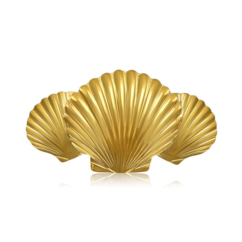 ブローチ レディース コサージュ ピンブローチ ステンレス 貝殻 シェル 幾何学 性 電気メッキ加工 ゴー..