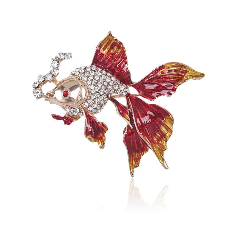 ブローチ レディース コサージュ ピンバッジ 金魚 モチーフ 個性的 韓国 アクセサリー ジュエリー 上品..